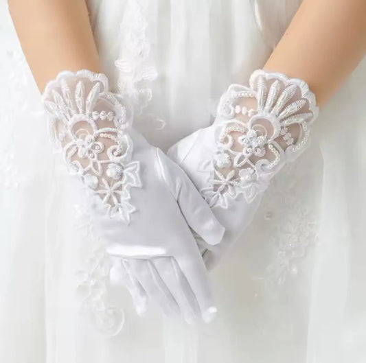 Gants pour enfants en satin avec broderies - Magnity Kids